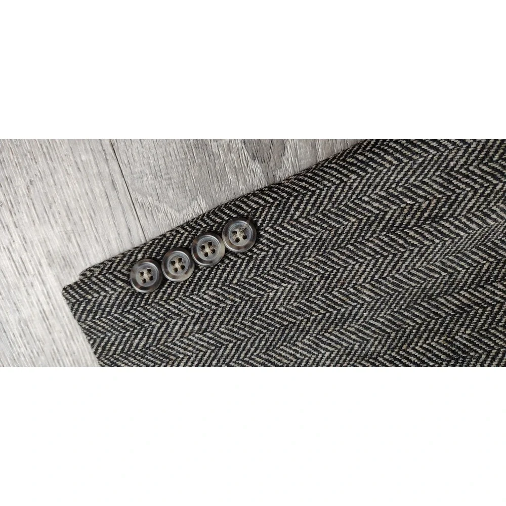 Jos A Bank Herringbone Tweed Wool Blazer USA Union VTG Sport Coat Broken Button*
